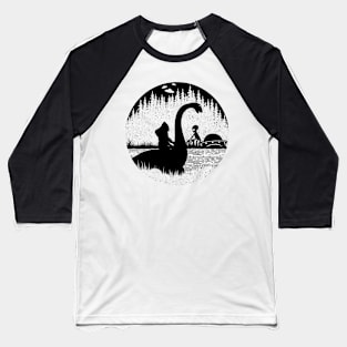 Bigfoot Loch Ness Monster Nessie Alien Silhouette Baseball T-Shirt